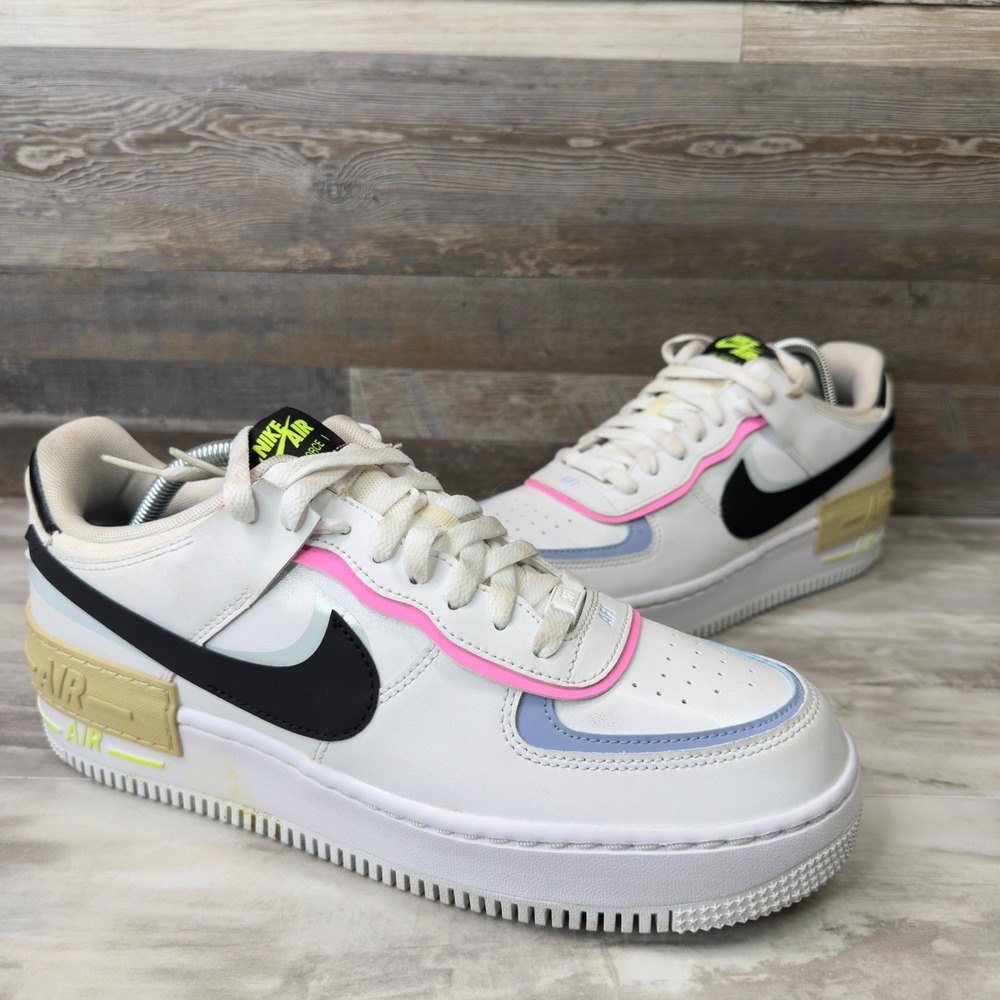 Nike Air Force 1 AF1 Shadow Mens Size 10 Sneakers White Pink Blue FJ0735-100